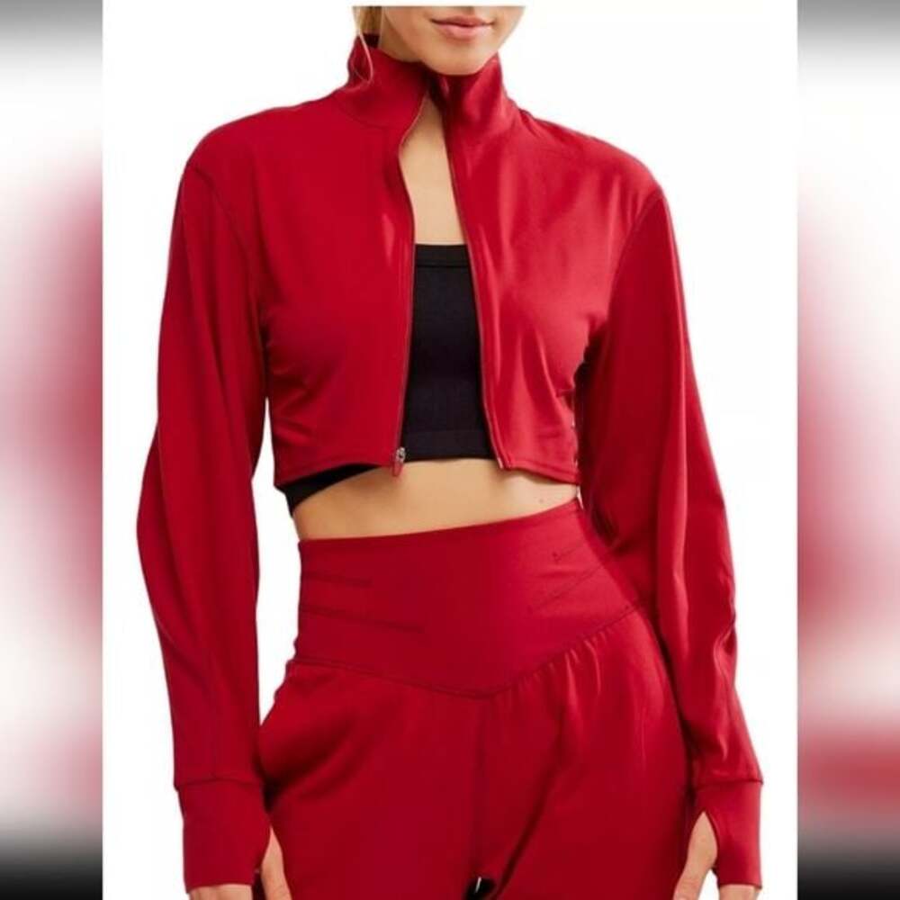 FP Movement Never Better Cozy Layer Crimson Zip Up Jacket